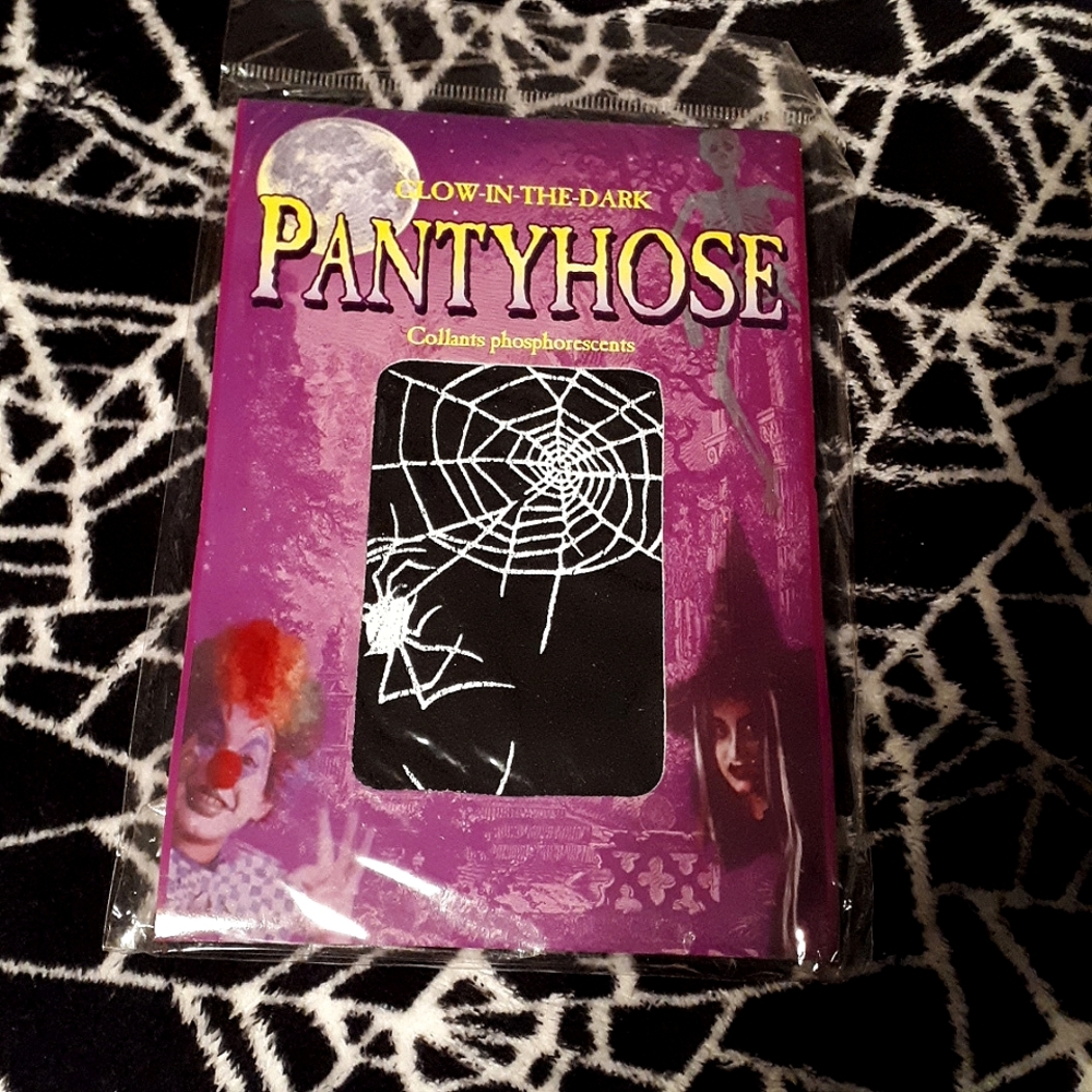 ⚡3/$15⚡ *NEW* Vintage Glow In The Dark Spiderwebs Pantyhose Goth Halloween